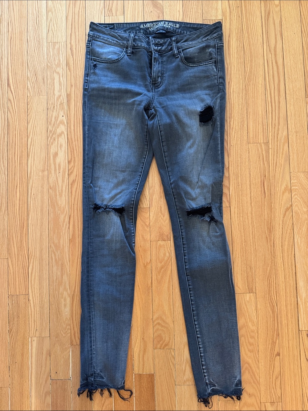 American Eagle Outfitters Women's Ripped Skinny Jeans - Faded Blue